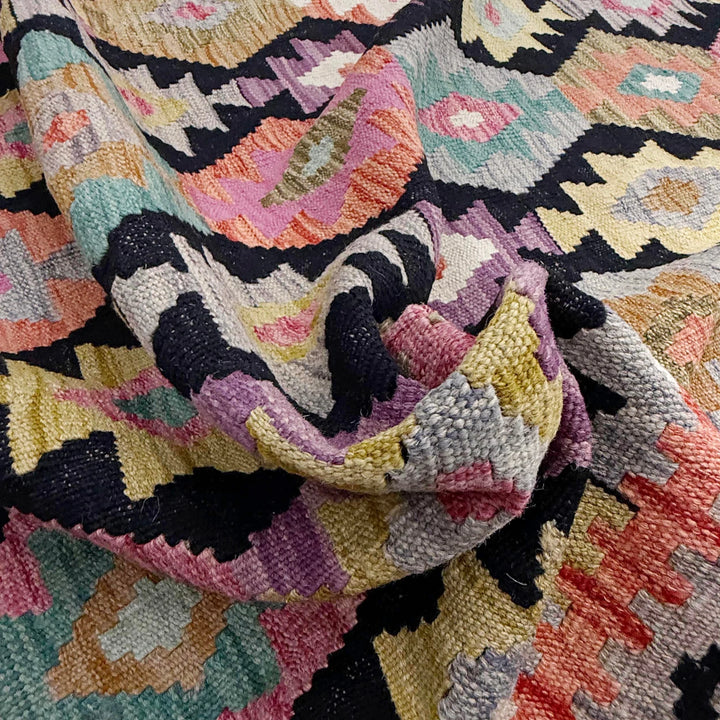 Afghan Vegetable Kilim Rug 6' 8" x 9' 9" Flat-Weave | No. AL556240