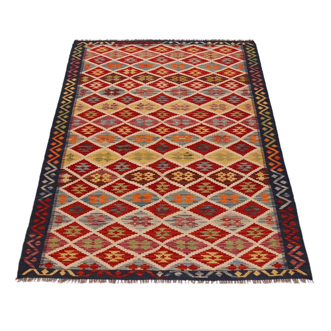 Afghan Kilim Rug 5' 1" x 8' 2" Flat-Weave | No. AL55629