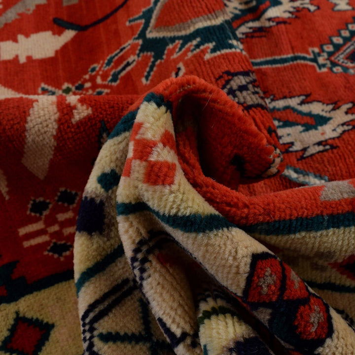 Red Afghan Oushak Rug 5'7" x 7'8" Hand-Knotted | No. AL55642