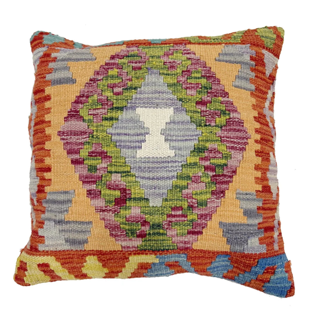 Afghan Geometric Cushion 1' 6" x 1' 5" Hand-Knotted | No. AL557233