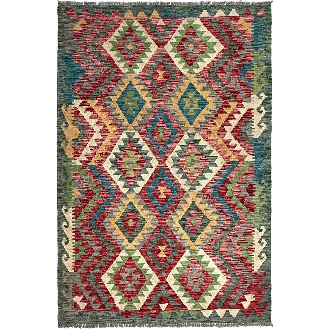 Afghan Kilim Rug 3' 10" x 6' 1" Flat-Weave | No. AL55726
