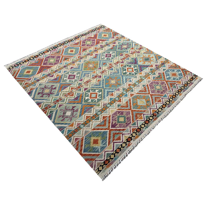 Afghan Vegetable Kilim Rug 8' 6" x 9' 11" Flat-Weave | No. AL55727