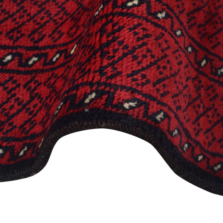 Red Afghan Bokhara Rug 2' 7" x 6' 0" Hand-Knotted | No. AL55781