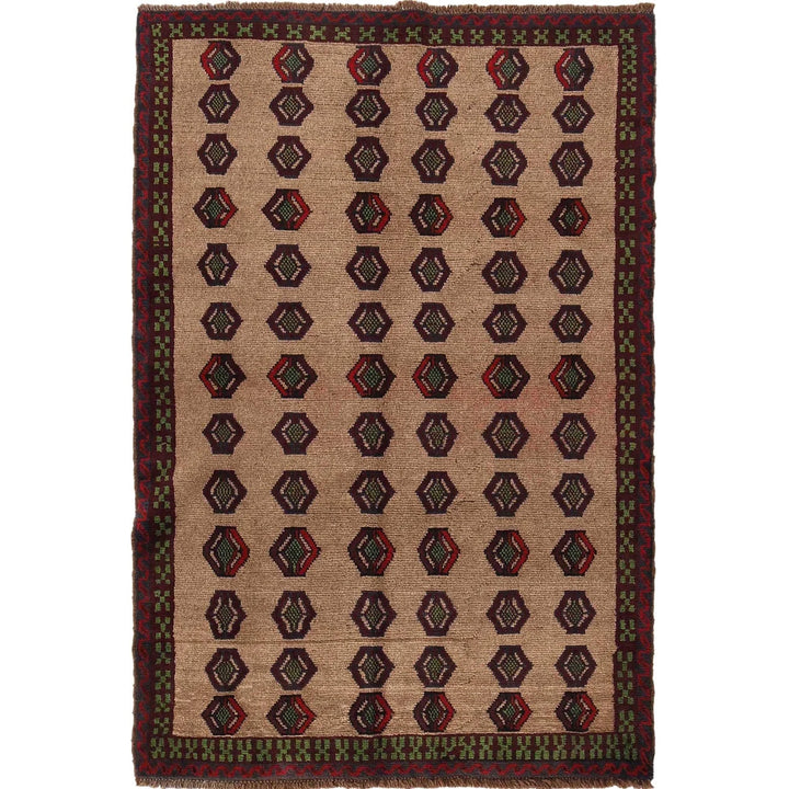 Afghan Baluchi Rug 4' 3" x 6' 5" Hand-Knotted | No. AL55784