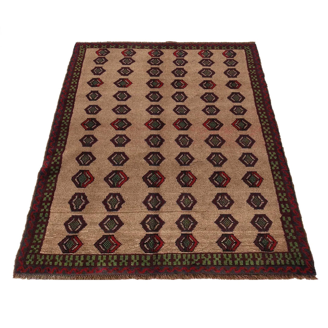 Afghan Baluchi Rug 4' 3" x 6' 5" Hand-Knotted | No. AL55784