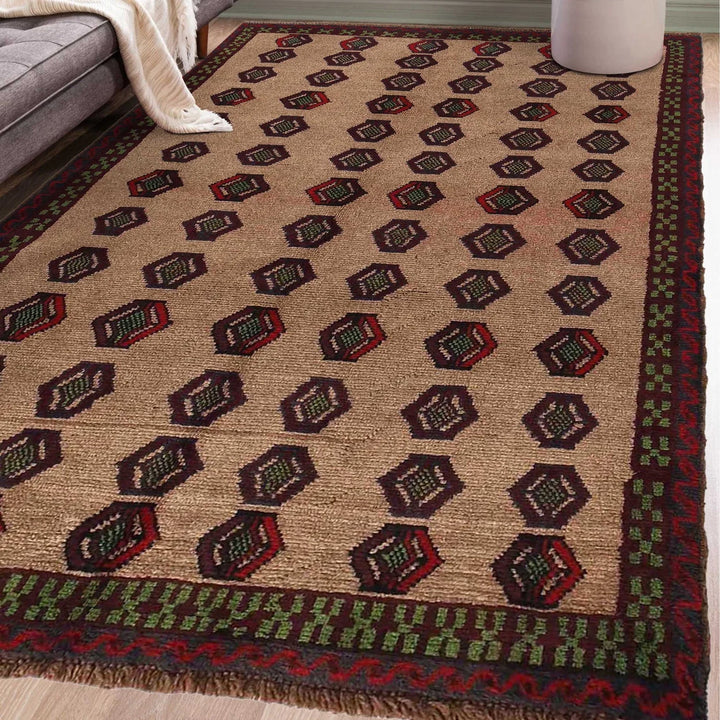 Afghan Baluchi Rug 4' 3" x 6' 5" Hand-Knotted | No. AL55784