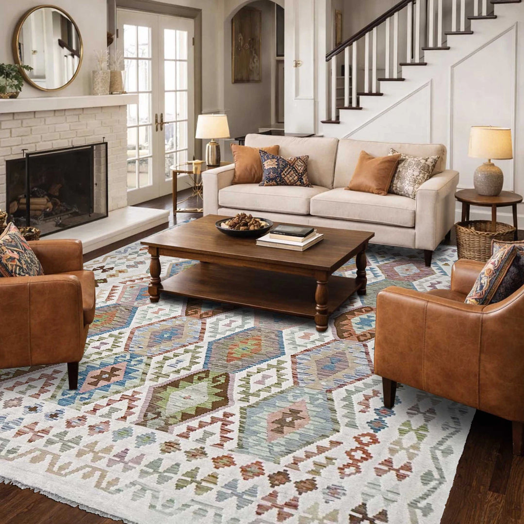 Afghan Kilim Rug 8' 5" x 9' 7" Flat-Weave | No. AL55867