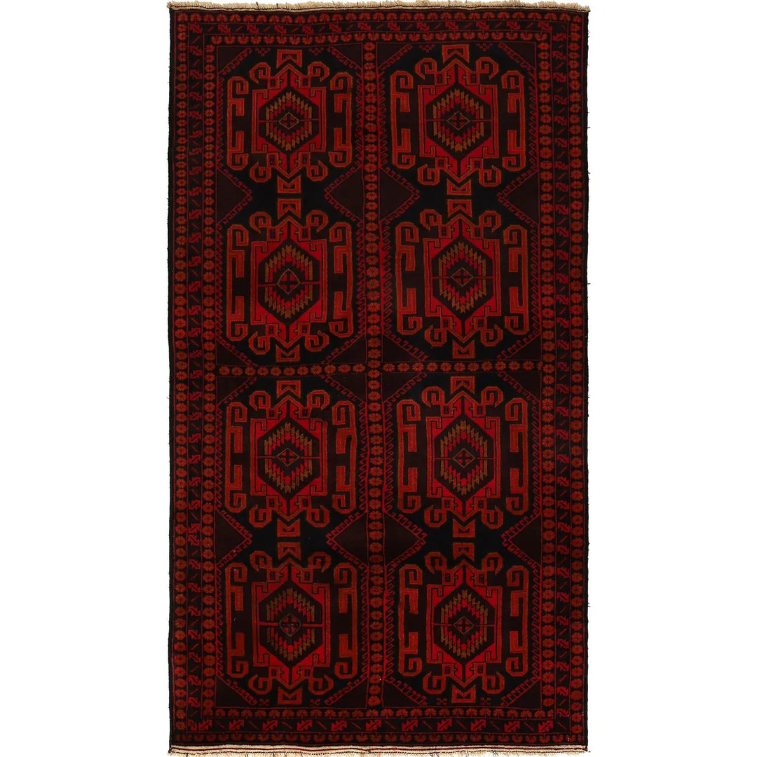 Afghan Baluchi Rug 4' 0" x 7' 5" Hand-Knotted | No. AL55917