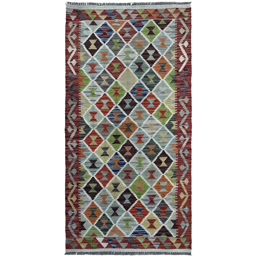 Afghan Vegetable Kilim Rug 2' 9" x 6' 3" Flat-Weave | No. AL55929