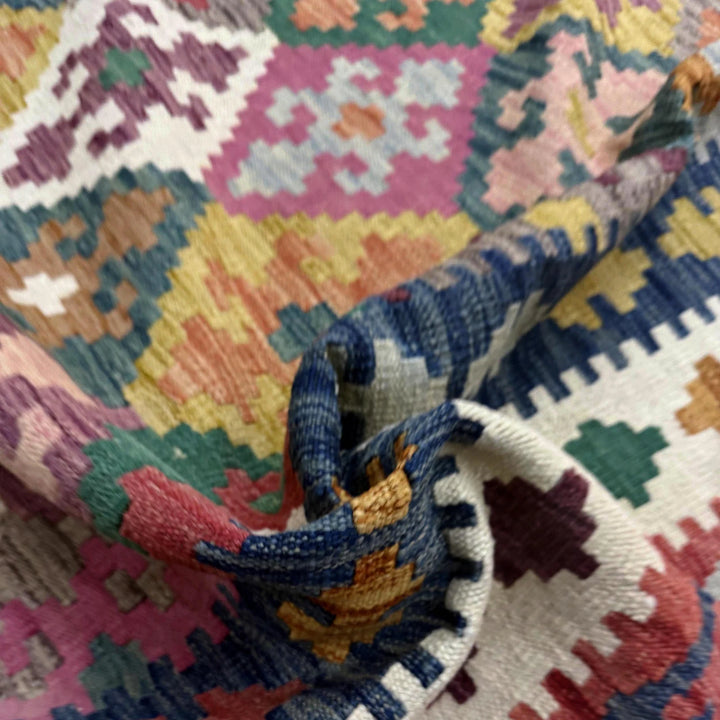 Afghan Vegetable Kilim Rug 6' 7" x 9' 9" Flat-Weave | No. AL560071