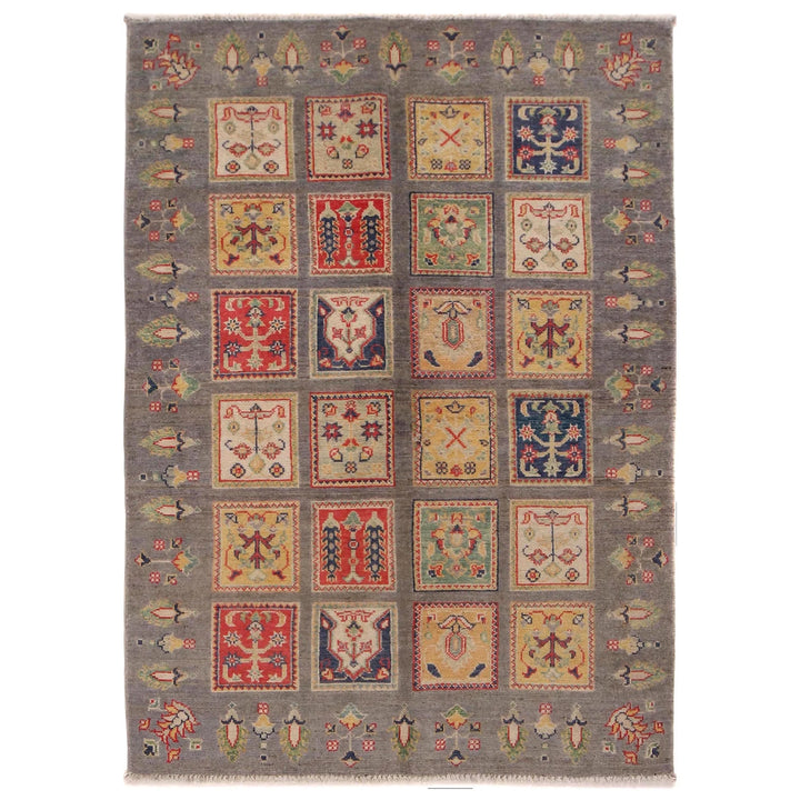 Gray Afghan Bakhtiar Rug 3' 11" x 5' 10" Hand-Knotted | No. AL56047