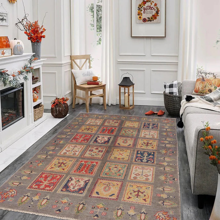 Gray Afghan Bakhtiar Rug 3' 11" x 5' 10" Hand-Knotted | No. AL56047