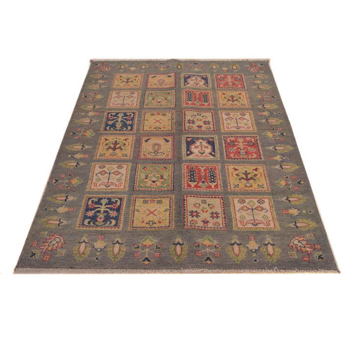 Gray Afghan Bakhtiar Rug 3' 11" x 5' 10" Hand-Knotted | No. AL56047