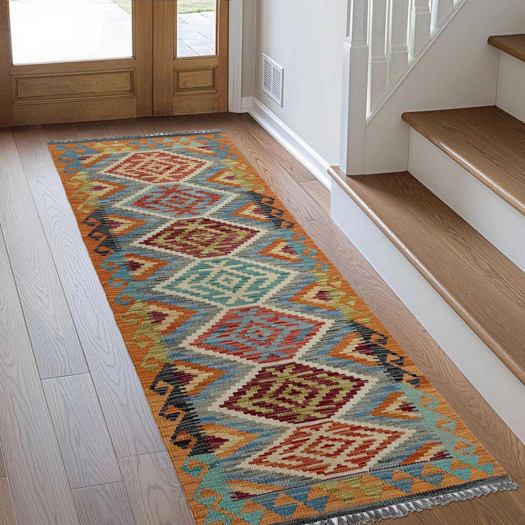 Afghan Vegetable Kilim Rug 2' 4" x 6' 3" Flat-Weave | No. AL560717