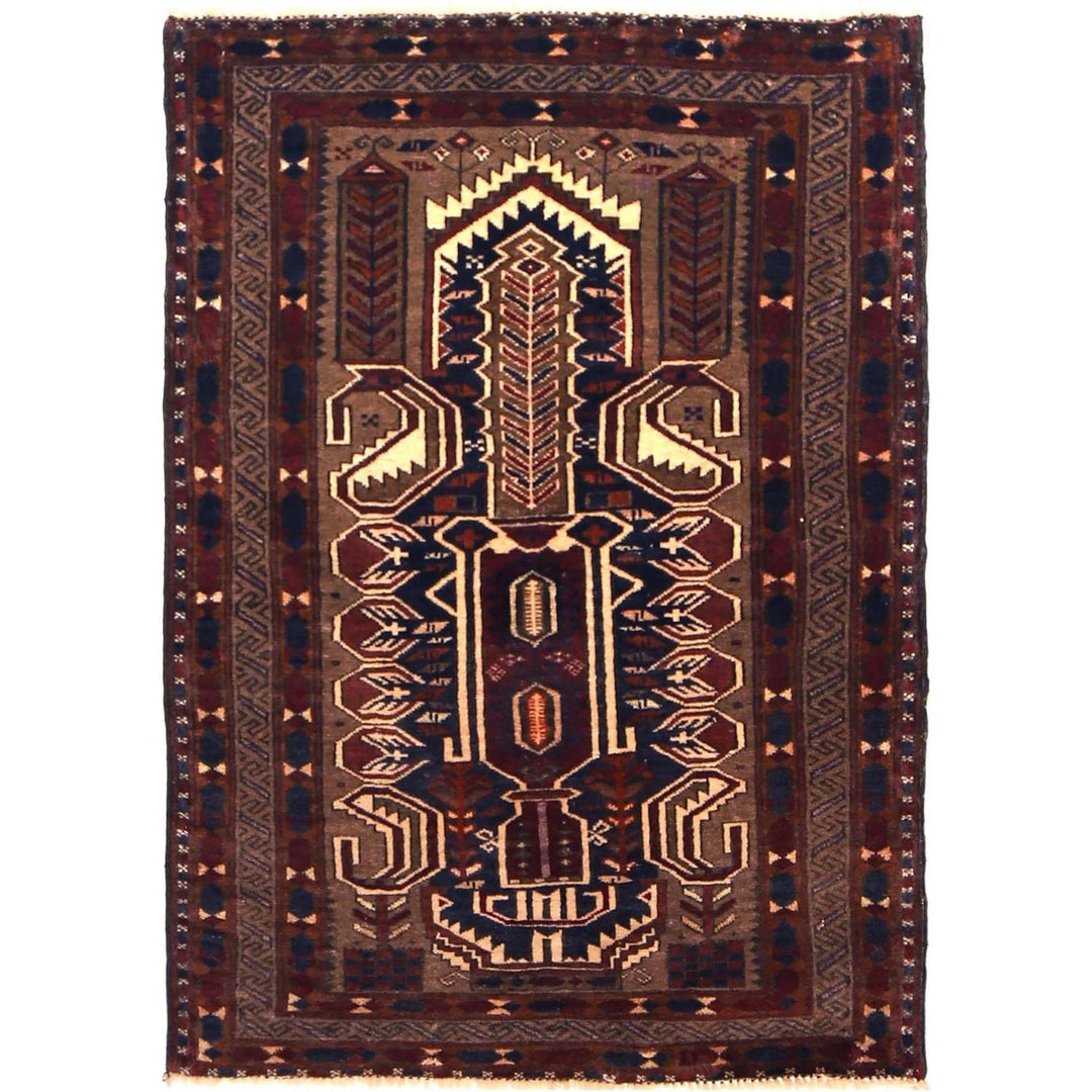 Afghan Prayer Rug 2' 9" x 3' 10" Hand-Knotted | No. AL56103
