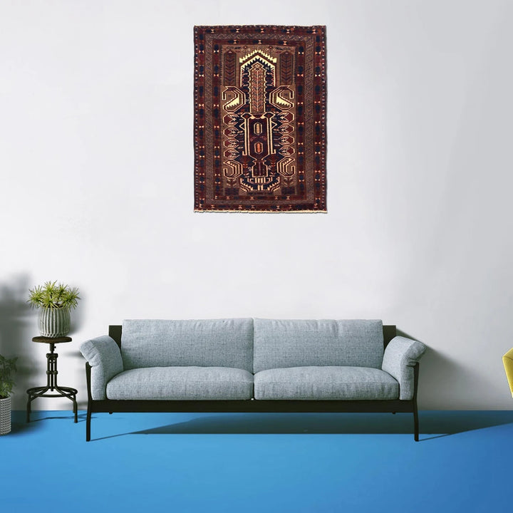 Afghan Prayer Rug 2' 9" x 3' 10" Hand-Knotted | No. AL56103