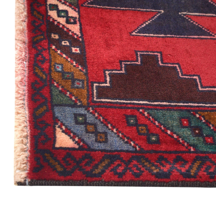 Red Afghan Baluchi Rug 2' 11" x 4' 4" Hand-Knotted | No. AL56132