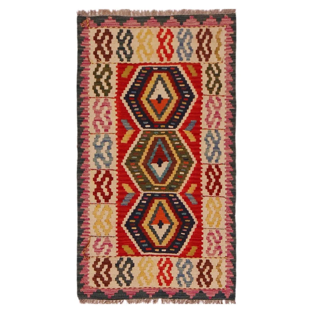 Afghan Kilim Rug 2' 0" x 3' 7" Flat-Weave | No. AL56167