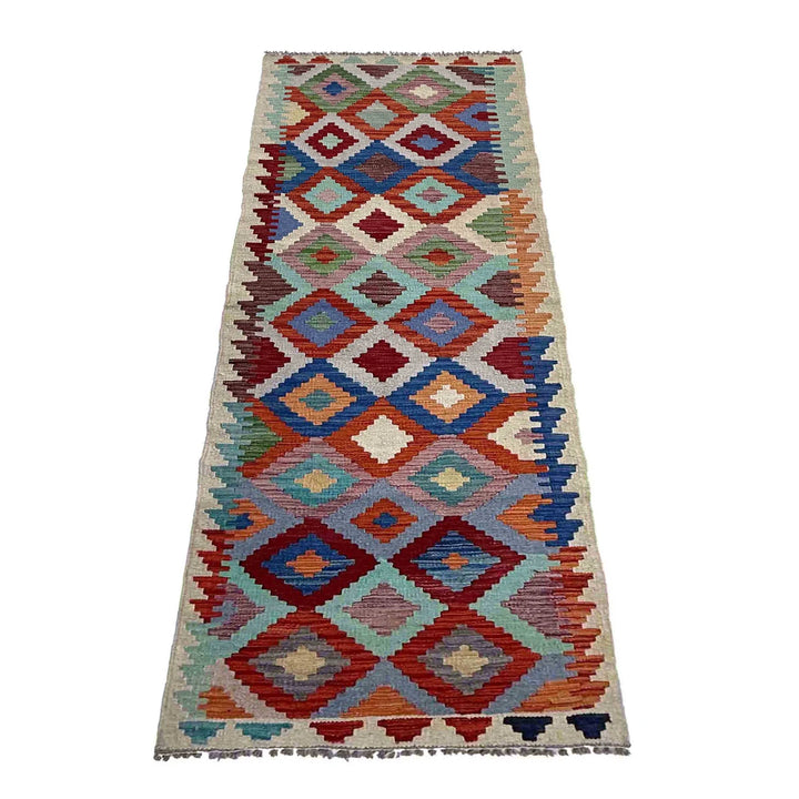 Afghan Vegetable Kilim Rug 2' 4" x 7' 11" Flat-Weave | No. AL56188
