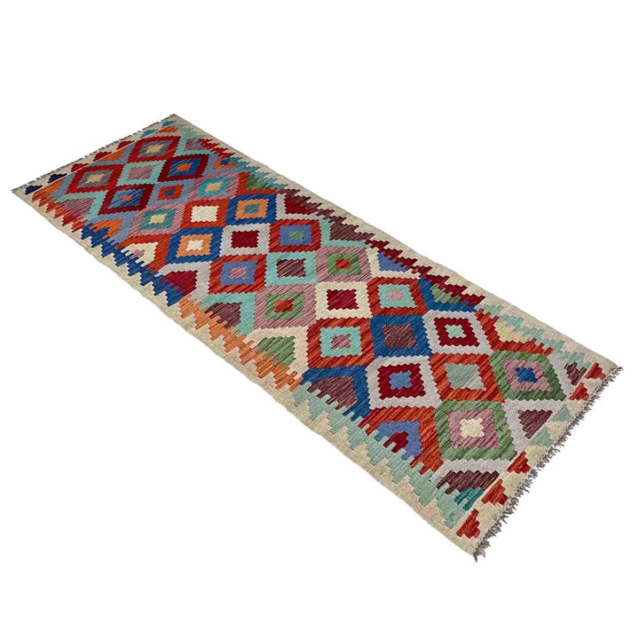 Afghan Vegetable Kilim Rug 2' 4" x 7' 11" Flat-Weave | No. AL56188