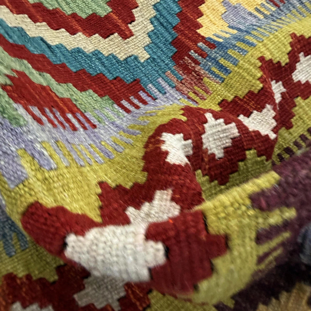 Afghan Vegetable Kilim Rug 3' 4" x 4' 11" Flat-Weave | No. AL562419