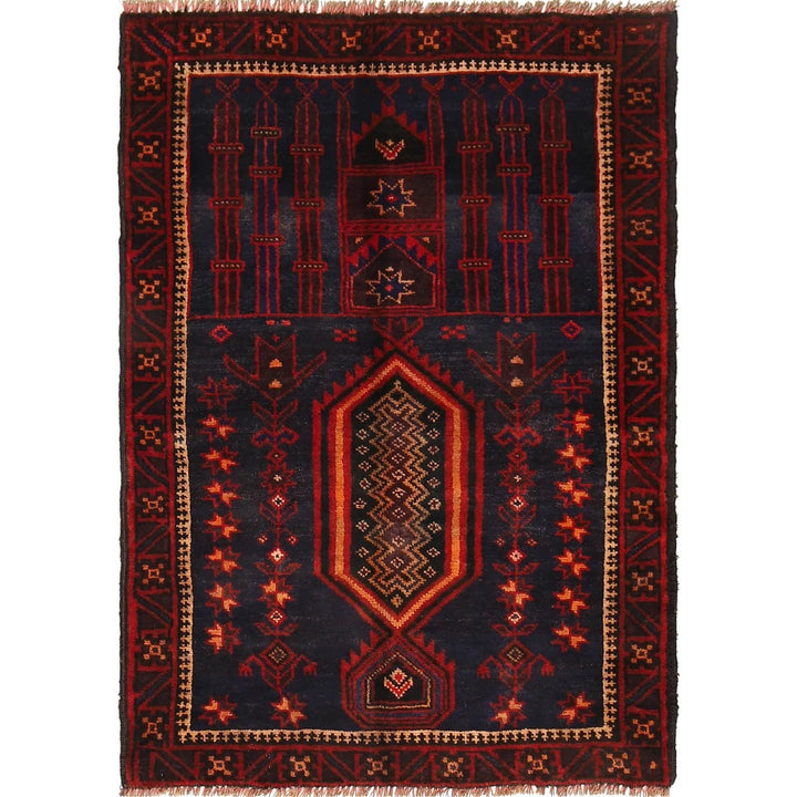 Afghan Prayer Rug 3' 0" x 4' 3" Hand-Knotted | No. AL56253