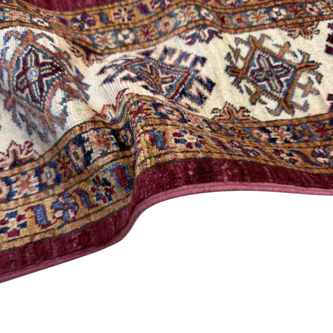 Red Afghan Kazak Rug 6'11" x 10'1" Hand-Knotted | No. AL56258
