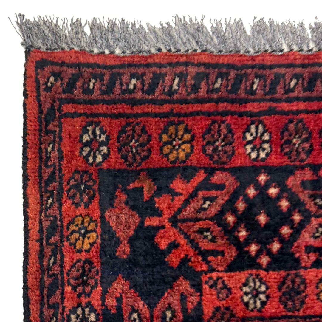 Red Afghan Khal Mohammadi Rug 3' 4" x 4' 6" Hand-Knotted | No. AL56260