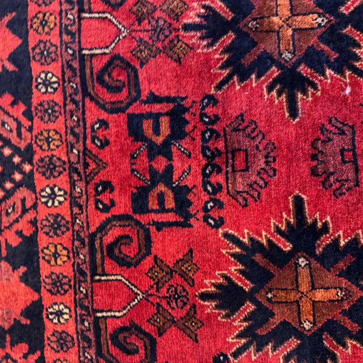 Red Afghan Khal Mohammadi Rug 3' 4" x 4' 6" Hand-Knotted | No. AL56260