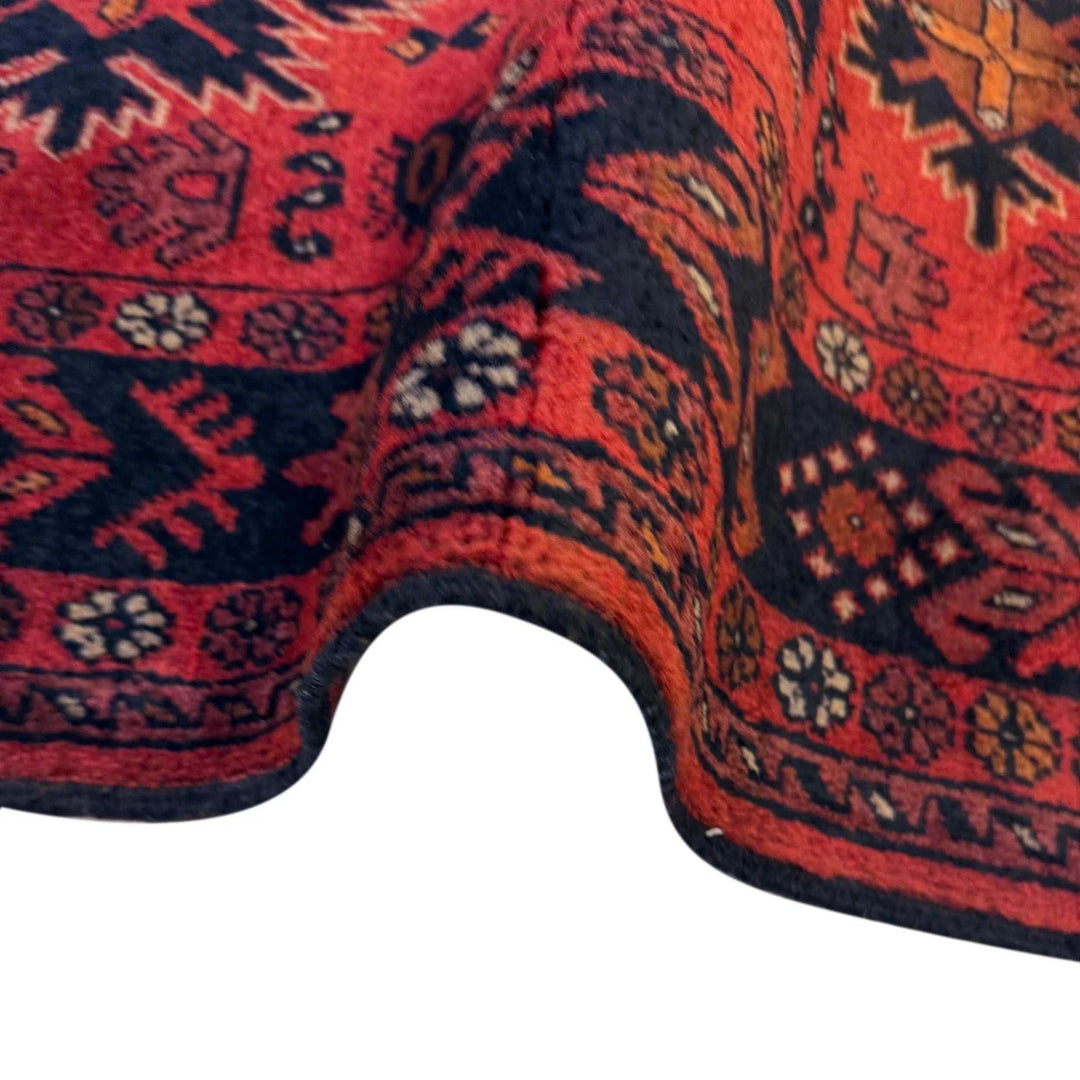 Red Afghan Khal Mohammadi Rug 3' 4" x 4' 6" Hand-Knotted | No. AL56260