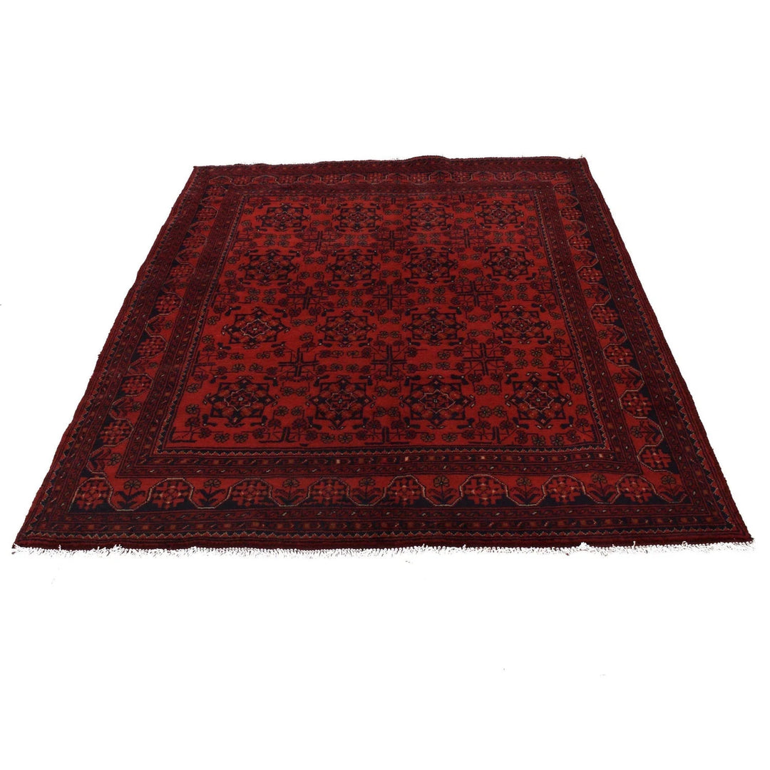Red Afghan Khal Mohammadi Rug 5' 0" x 6' 7" Hand-Knotted | No. AL56261