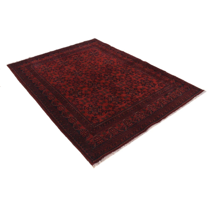 Red Afghan Khal Mohammadi Rug 5' 0" x 6' 7" Hand-Knotted | No. AL56261
