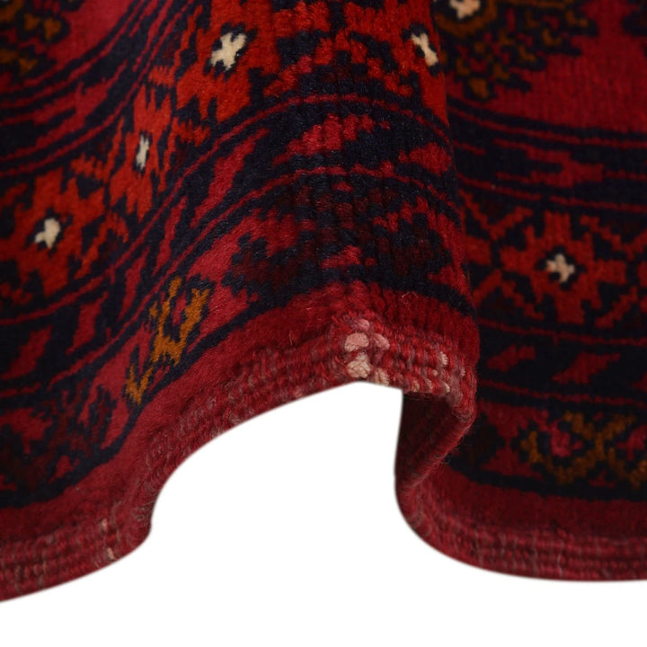 Red Afghan Bokhara Rug 3' 10" x 6' 2" Hand-Knotted | No. AL56284