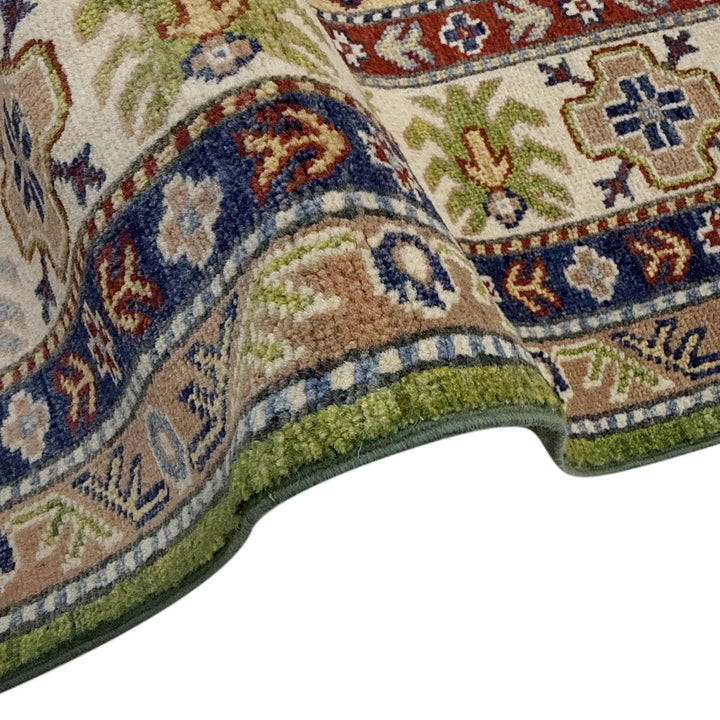 Green Afghan Kazak Rug 5' 9" x 7' 9" Hand-Knotted | No. AL56323