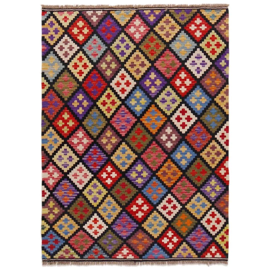 Afghan Kilim Rug 3' 5" x 5' 0" Flat-Weave | No. AL56348