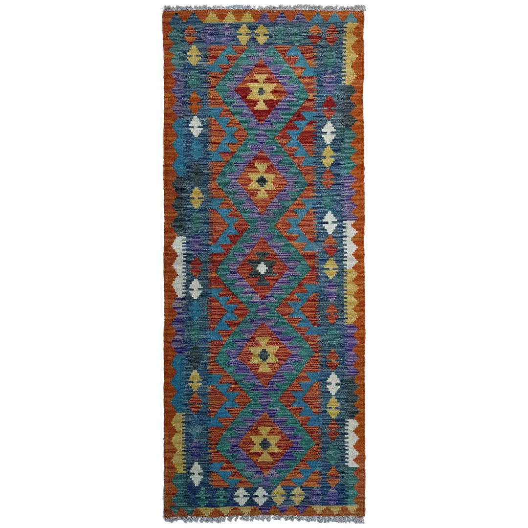 Afghan Vegetable Kilim Rug 2' 5" x 6' 10" Flat-Weave | No. AL56372