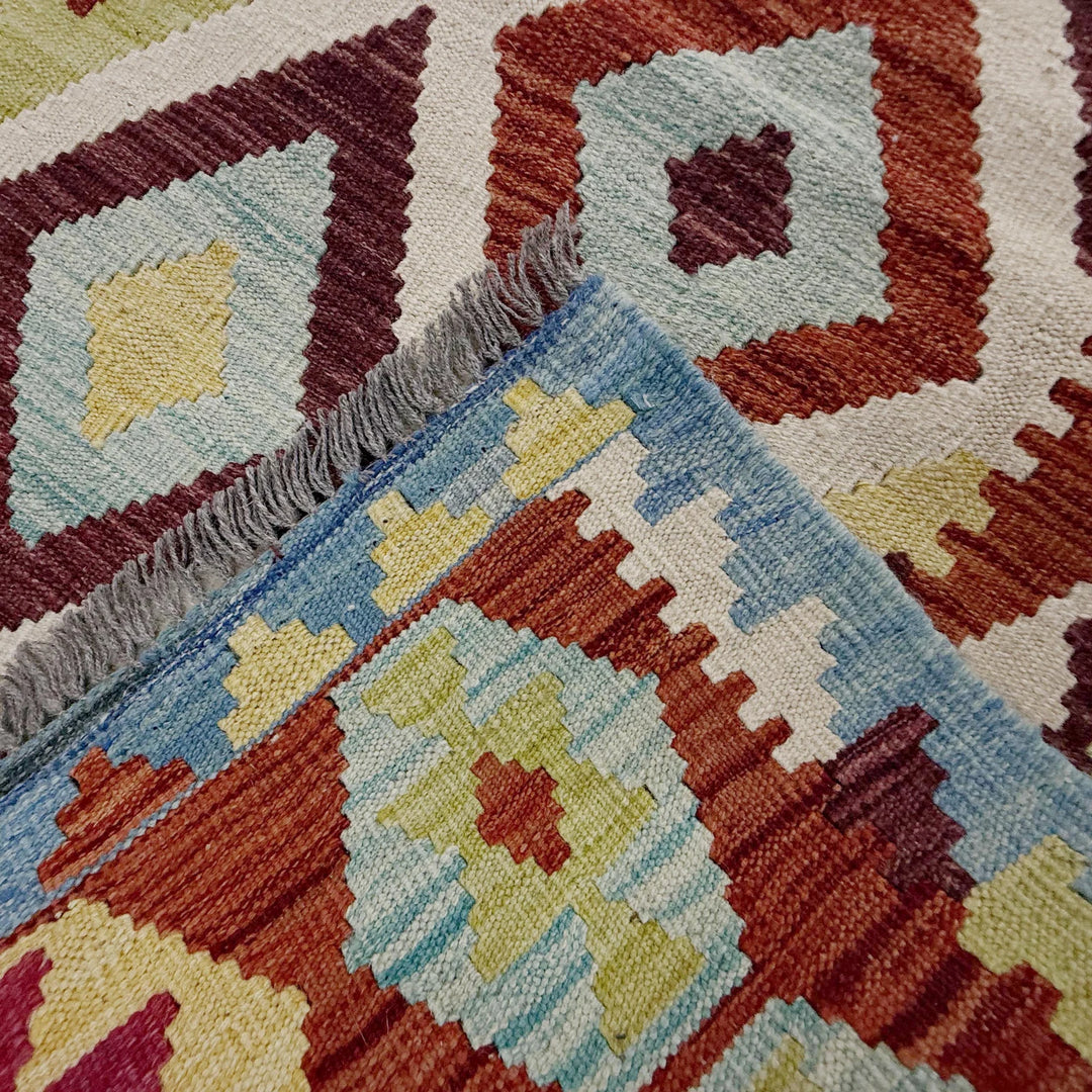 Afghan Vegetable Kilim Rug 6' 6" x 9' 9" Flat-Weave | No. AL56415