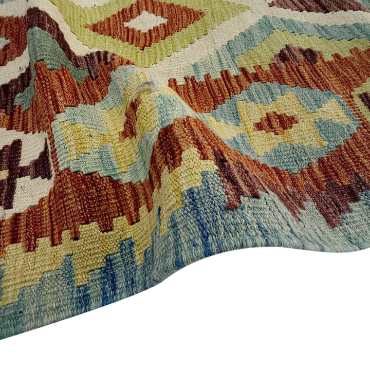 Afghan Vegetable Kilim Rug 6' 6" x 9' 9" Flat-Weave | No. AL56415