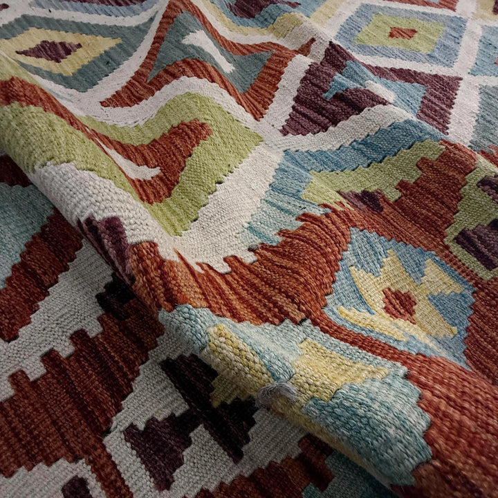 Afghan Vegetable Kilim Rug 6' 6" x 9' 9" Flat-Weave | No. AL56415
