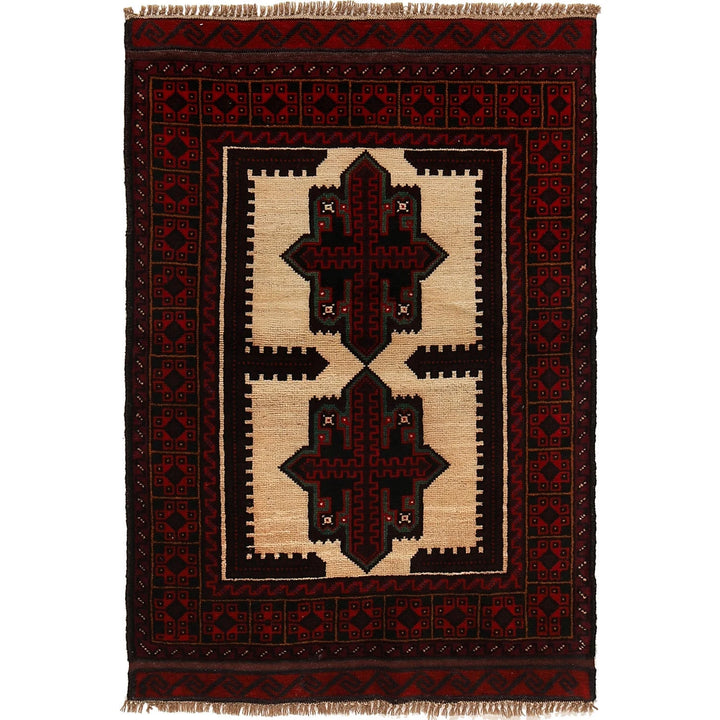Afghan Baluchi Rug 2'9" x 4'2" Hand-Knotted | No. AL56428