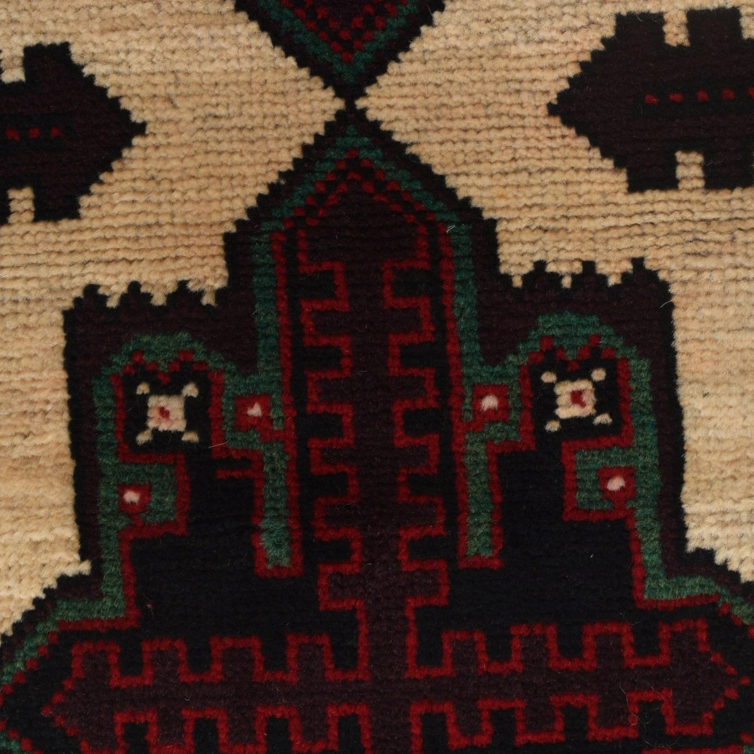 Afghan Baluchi Rug 2'9" x 4'2" Hand-Knotted | No. AL56428