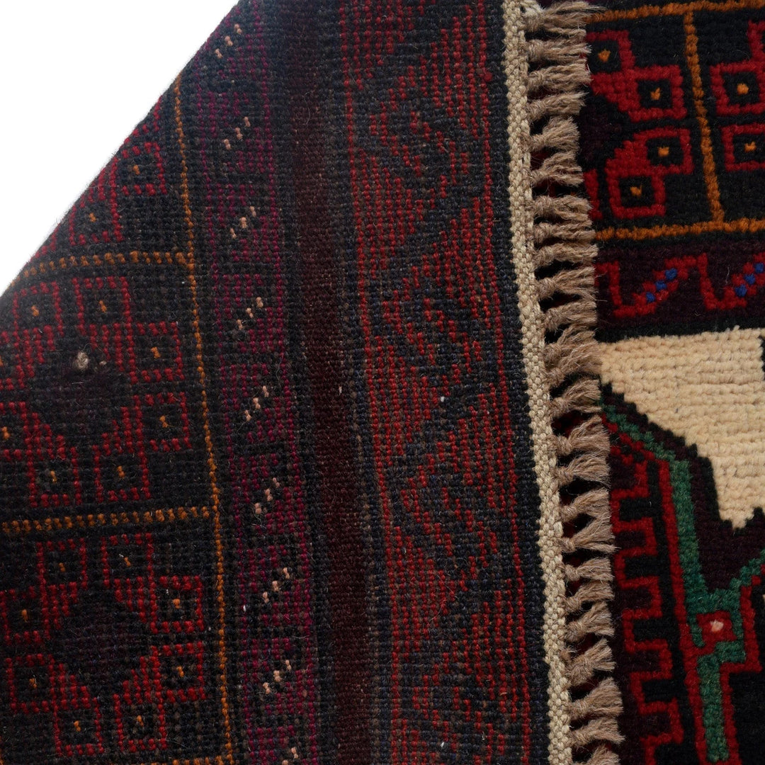 Afghan Baluchi Rug 2'9" x 4'2" Hand-Knotted | No. AL56428