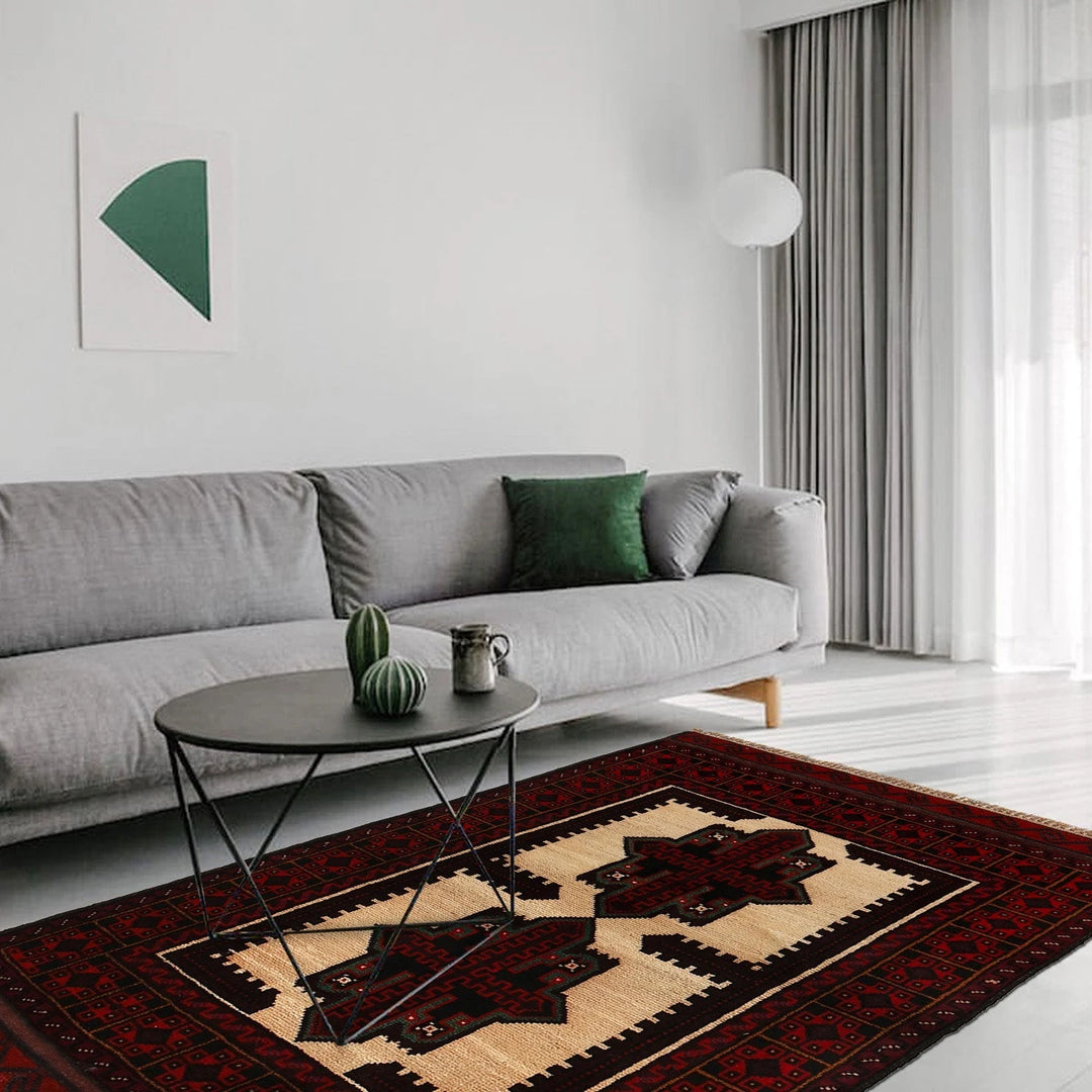 Afghan Baluchi Rug 2'9" x 4'2" Hand-Knotted | No. AL56428