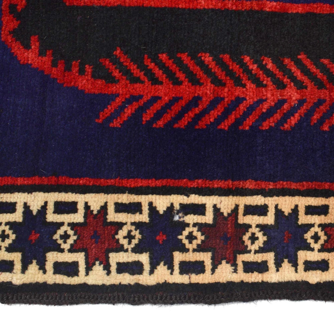 Navy Afghan Baluchi Rug 3' 2" x 5' 2" Hand-Knotted | No. AL56444