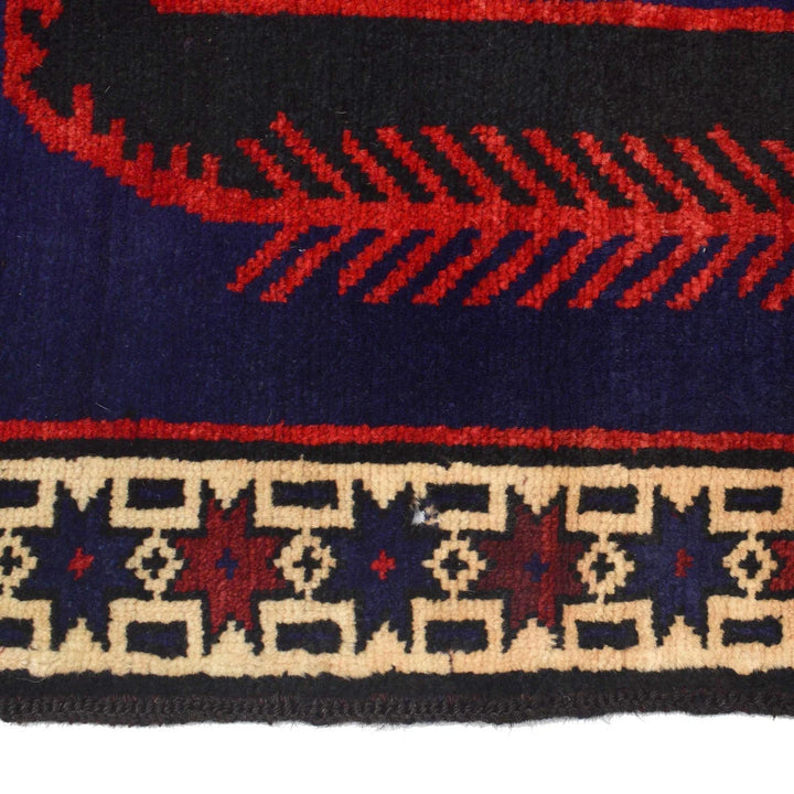 Navy Afghan Baluchi Rug 3' 2" x 5' 2" Hand-Knotted | No. AL56444