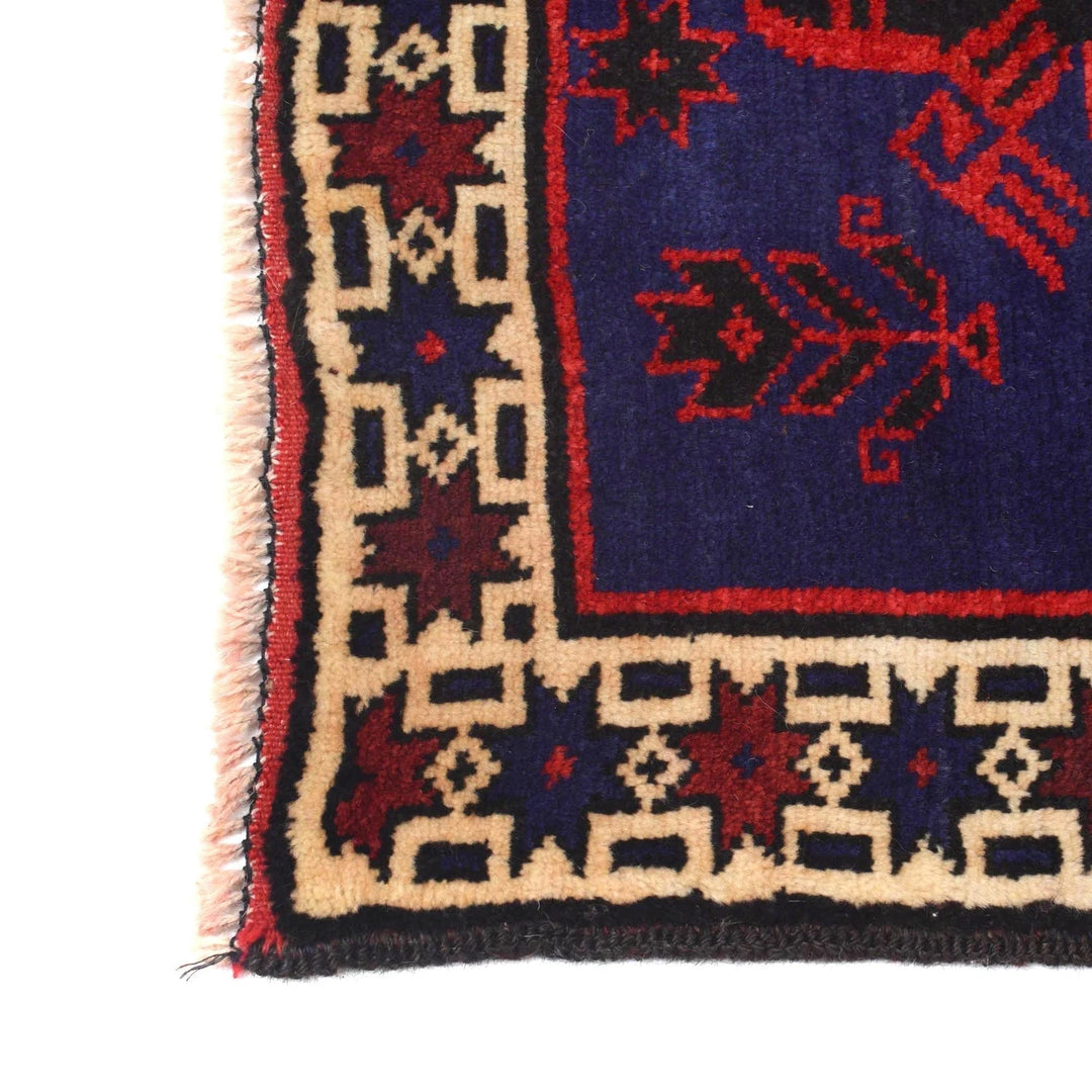 Navy Afghan Baluchi Rug 3' 2" x 5' 2" Hand-Knotted | No. AL56444