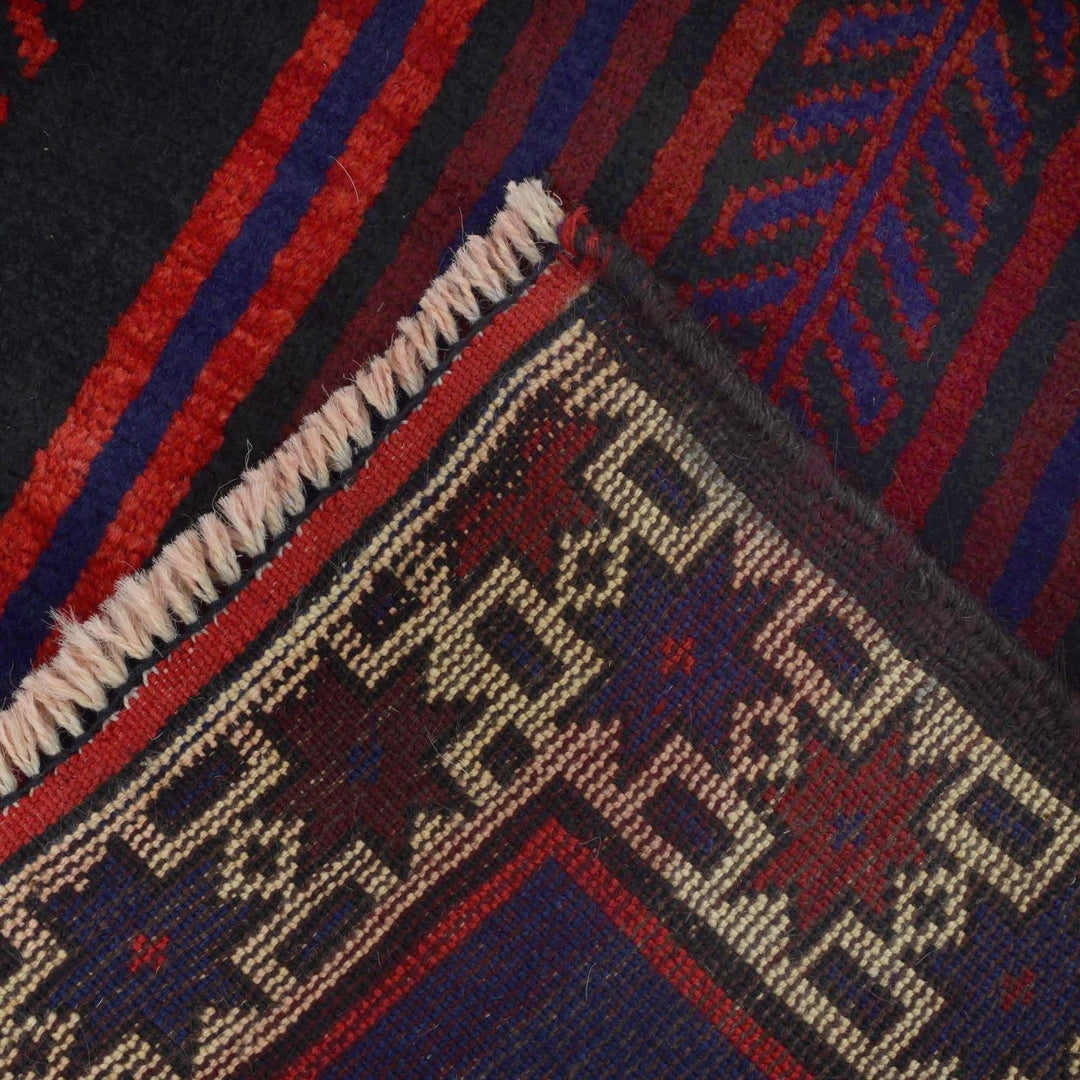 Navy Afghan Baluchi Rug 3' 2" x 5' 2" Hand-Knotted | No. AL56444