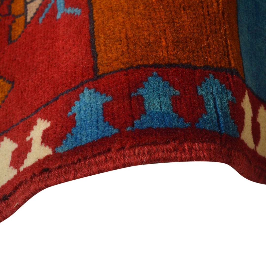 Red Afghan War Rug 3' 5" x 4' 11" Hand-Knotted | No. AL56500