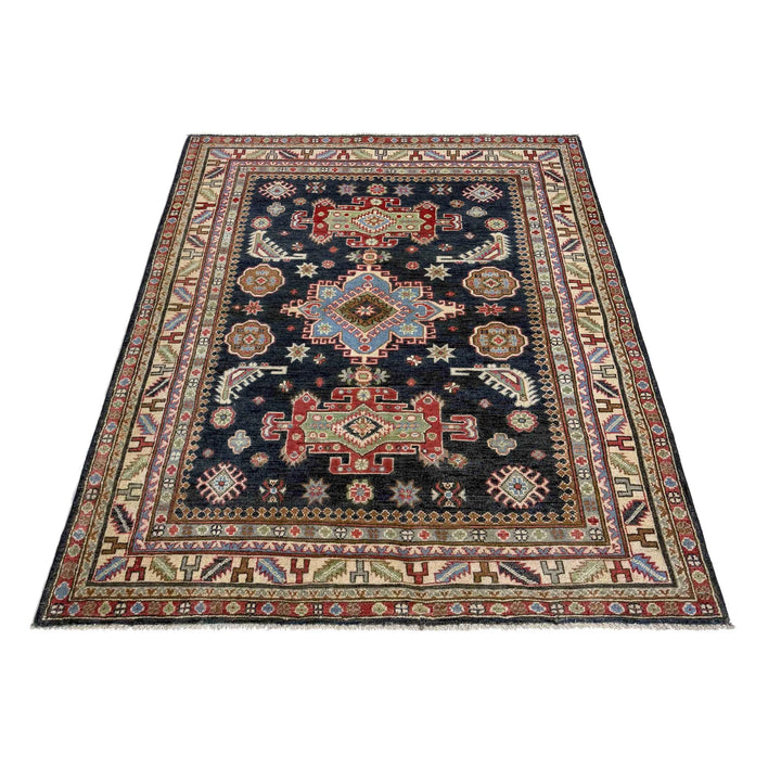 Afghan Kazak Rug 4' 8" x 6' 8" Hand-Knotted | No. AL56560