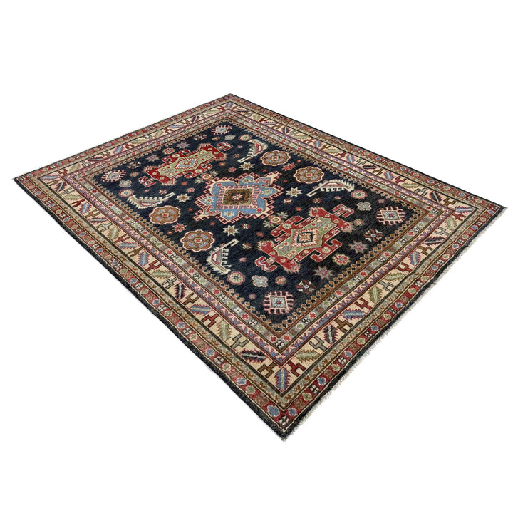 Afghan Kazak Rug 4' 8" x 6' 8" Hand-Knotted | No. AL56560